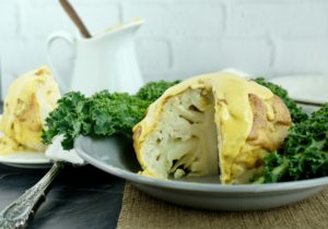Whole Roasted Cauliflower with Curry Tahini Sauce | Vegan Main